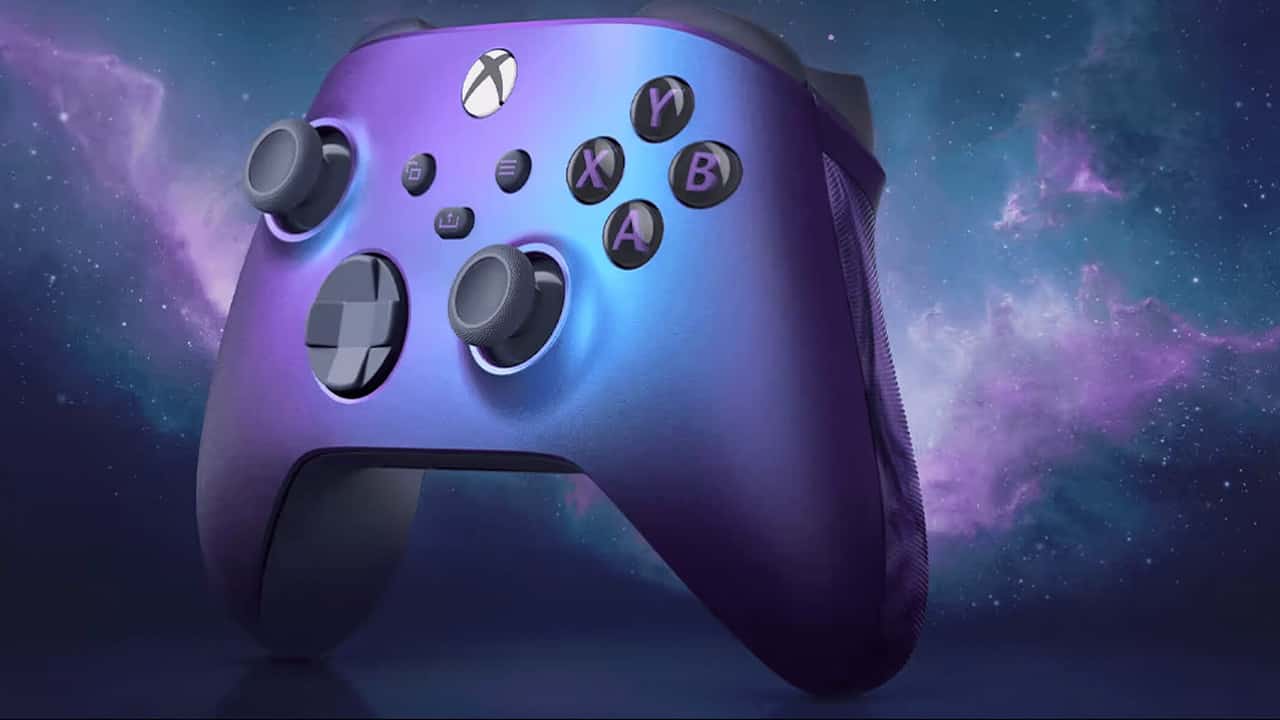 The special edition Stellar Shift Xbox Wireless Controller has a blue and purple shimmer.