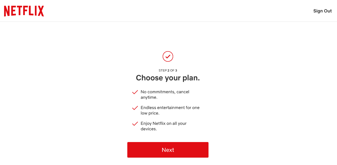 Choose the Netflix plan