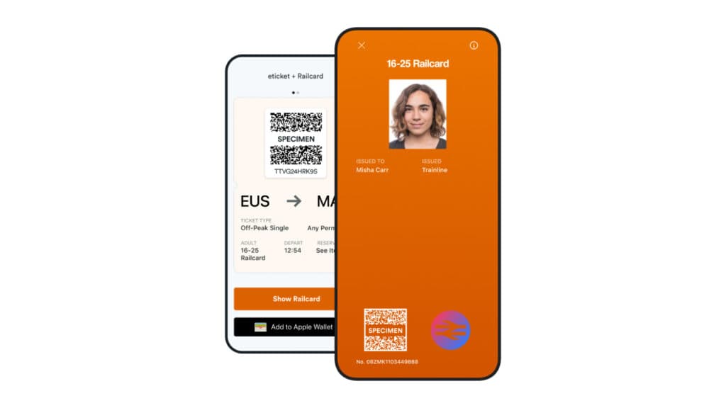 phone showing a digital railcard