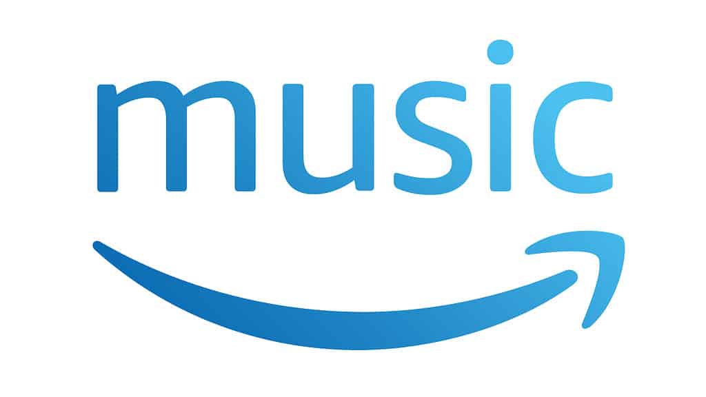 The logo of Amazon Music in blue letters