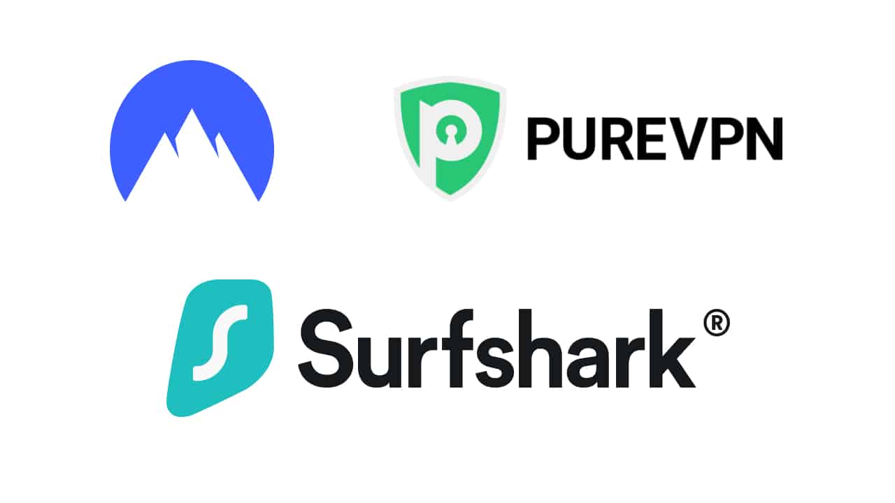 Logos of multiple VPN providers, including NordVPN, SurfShark, and PureVPN.