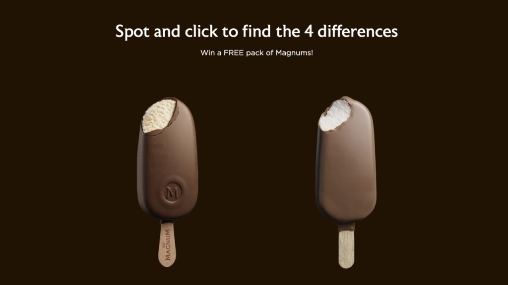 Magnum Ice Cream 'Spot the Difference' game, free coupon