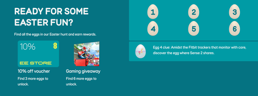 Screenshot of EE Store's egg hunt game
