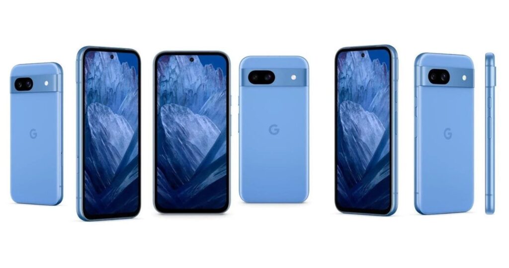 Pixel 8a smartphone in blue